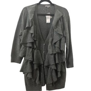 Premise Ruffle Front Button Down Sweater - XL